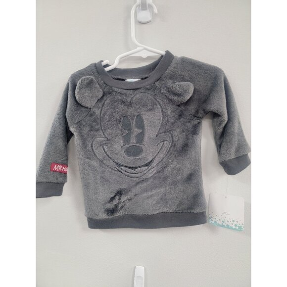 Disney Baby Mickey Mouse Fleece Sweatshirt 6-9M Long Sleeve Gray - Picture 1 of 5